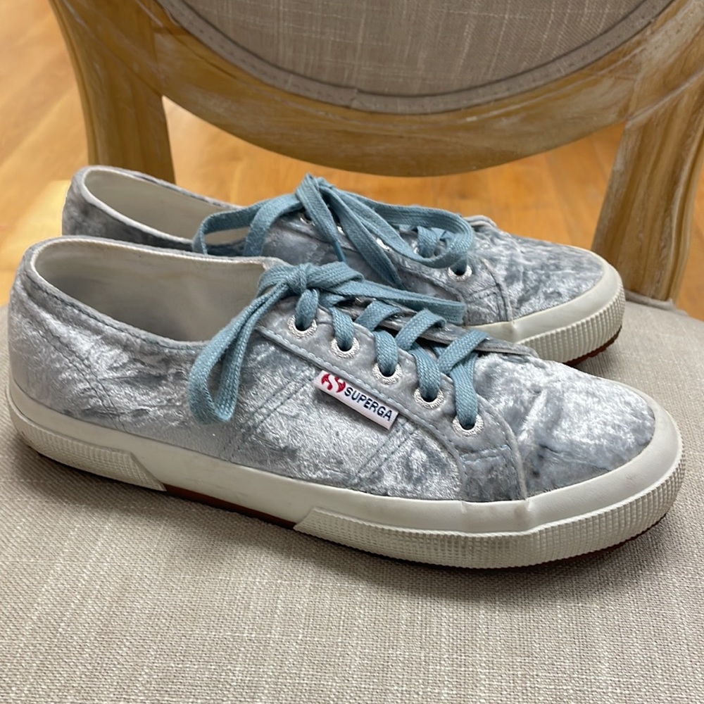 Superga Crushed Baby Blue Velvet Sneaker - Picture 4 of 7